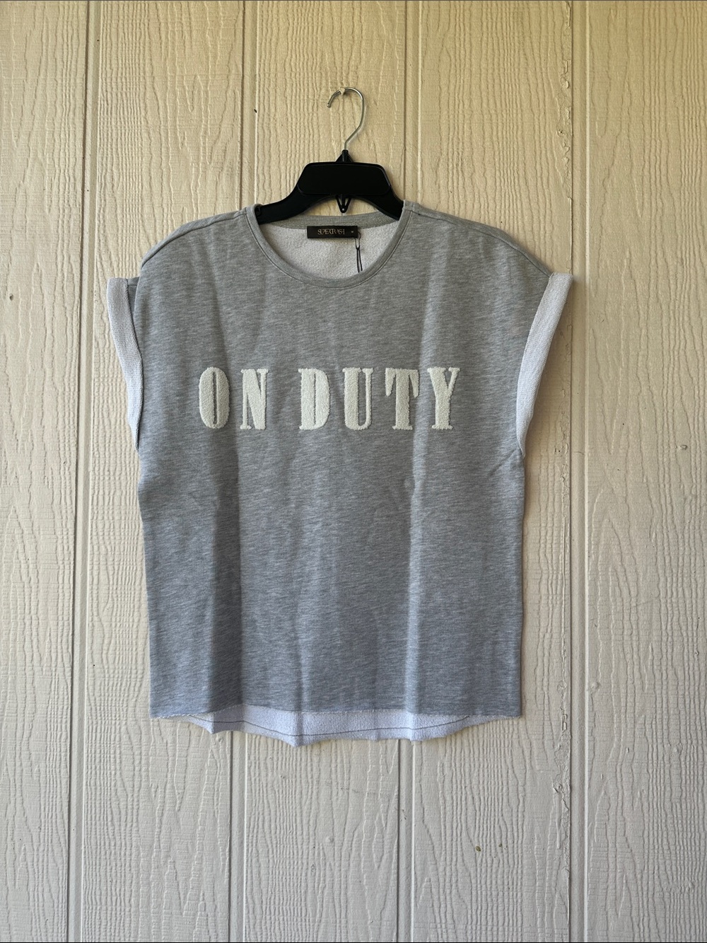 SUPERTRASH “ON DUTY” Gray Graphic Top